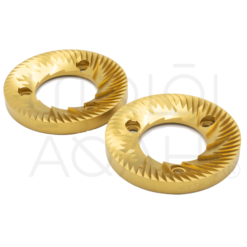 ORIGINAL TITANIUM BURR SET RH EUREKA MYTHOS Ø OUT. 74mm - Ø INN. 38mm - H. 9mm 3 HOLES