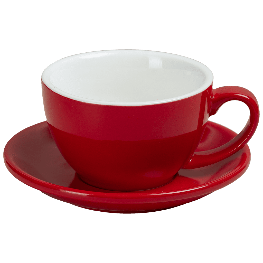 Ceramic Cup W/Saucer (Red) - 300 ml/10 oz