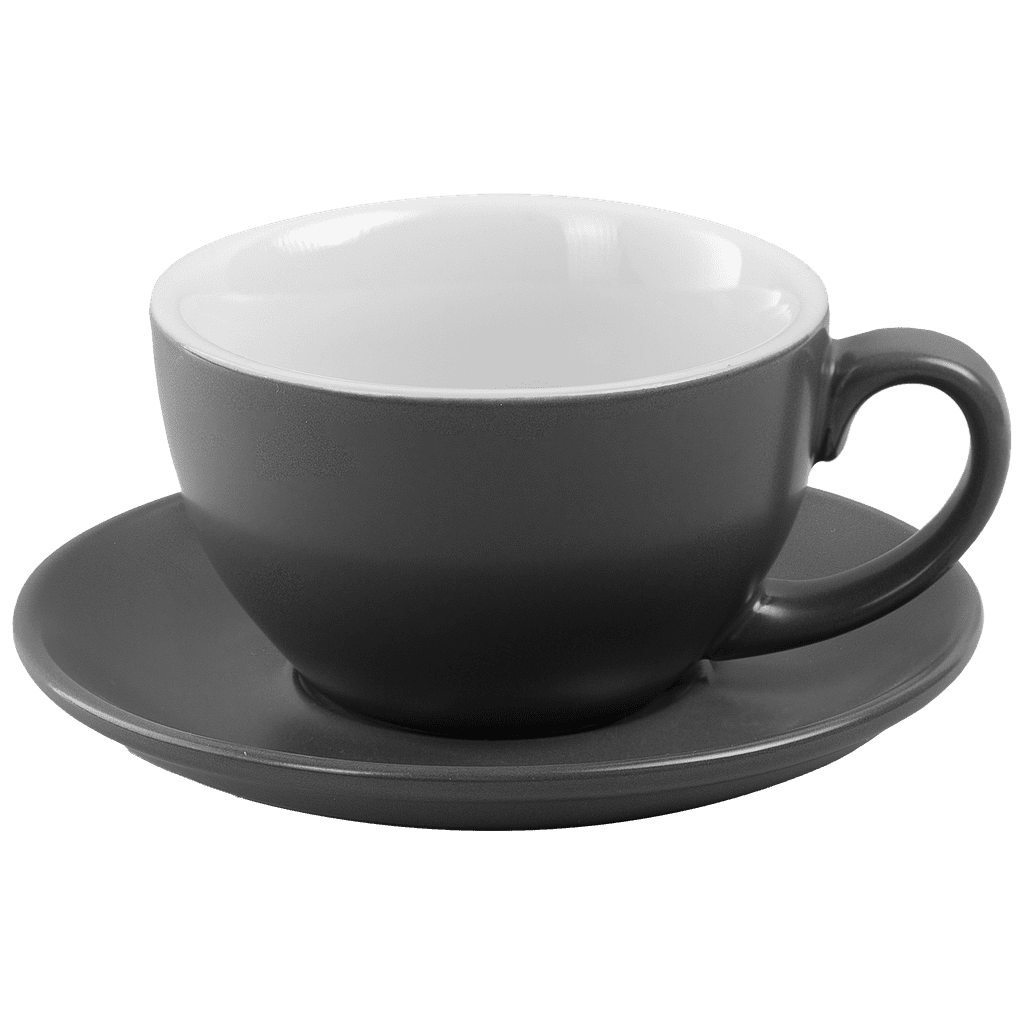Ceramic Cup w/saucer (Grey) - 180ml/6oz