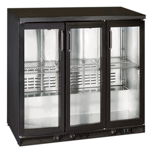 Three Door Glass Undercounter Refrigerator - SGD315-E- Black