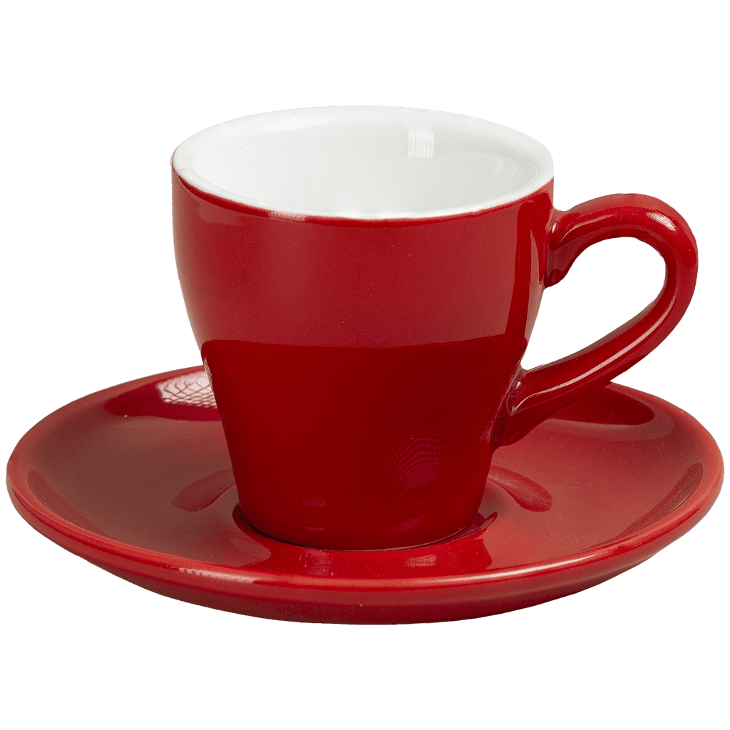 [R-CRC-3] Ceramic Cup w/saucer (Red) - 90ml/3oz