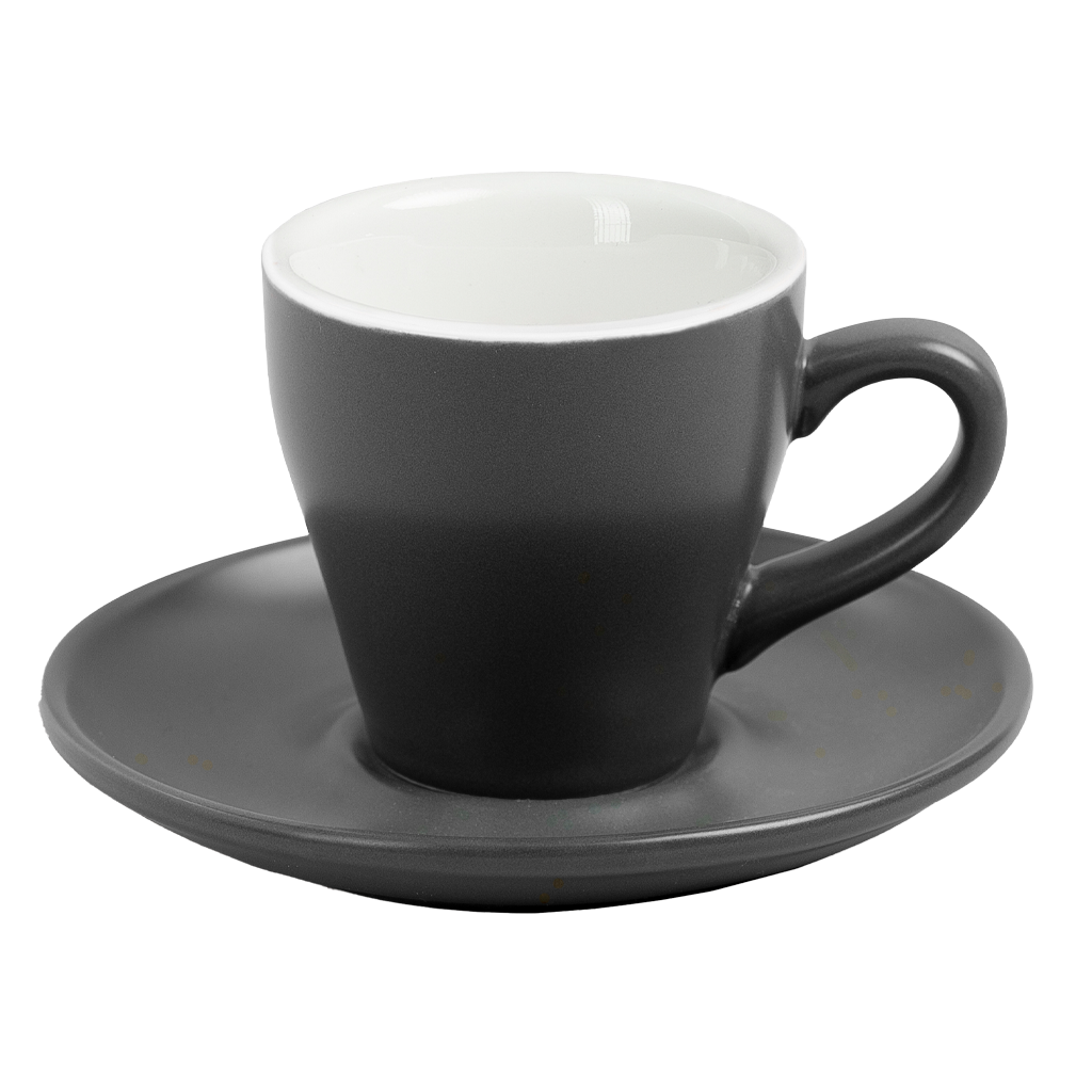 Ceramic Cup W/Saucer (Gray) - 90ml/3oz